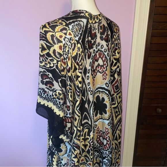 Comfy Luxe One Size Boho Ruana Colorful Patterned Kimono Lightweight - Picture 5 of 9
